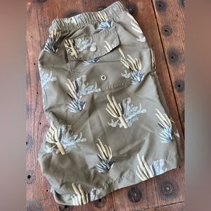 NWT - Bather - 5.5" Cactus Print Swim Trunks - Dark Green